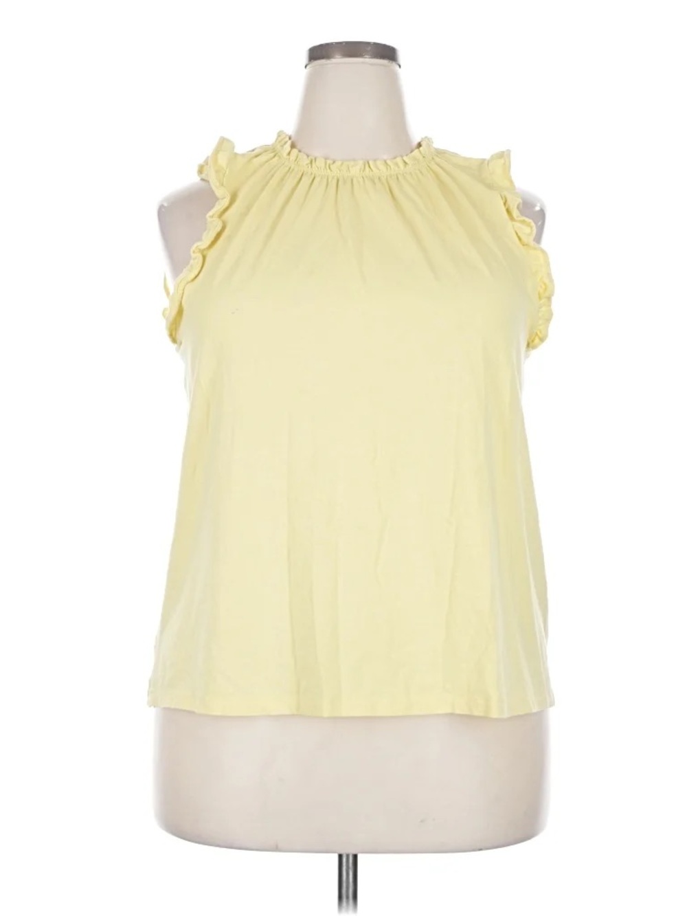Lauren Conrad Women’s Yellow Ruffle-Trim Sleeveless Top